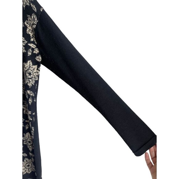 J. Jill Single Button Cotton Blend Black Tan Cardigan Sweater V-Neck Size XS - Picture 3 of 6